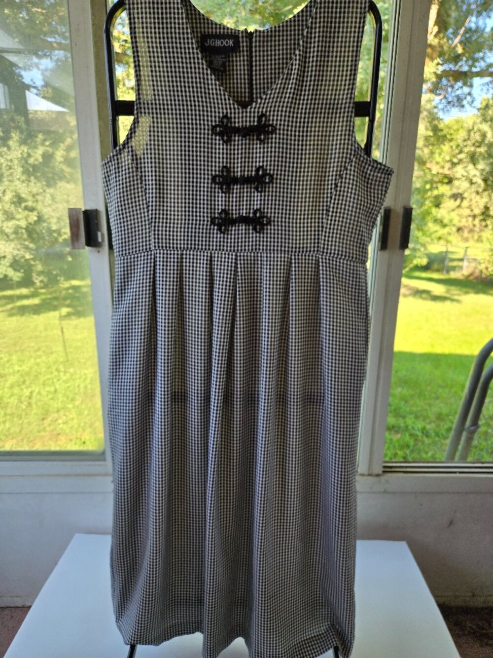 JG Hook Vintage 90s Gingham Black & White Jumper Dress Size 12